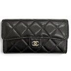 Chanel Caviar Leather Quilted CC Logo Flap Wallet Black