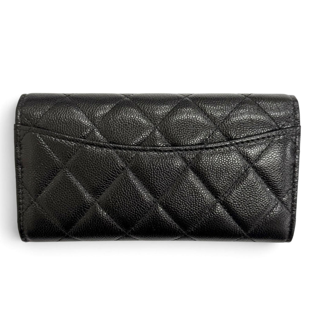 Chanel Caviar Leather Quilted CC Logo Flap Wallet Black — view 3
