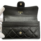 Chanel Caviar Leather Quilted CC Logo Flap Wallet Black — view 6