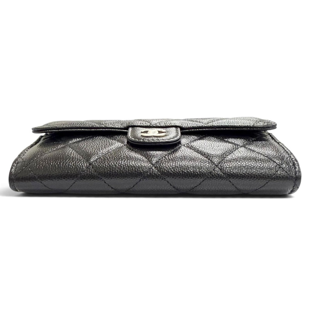 Chanel Caviar Leather Quilted CC Logo Flap Wallet Black — view 5