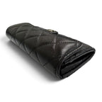 Chanel Caviar Leather Quilted CC Logo Flap Wallet Black — view 4