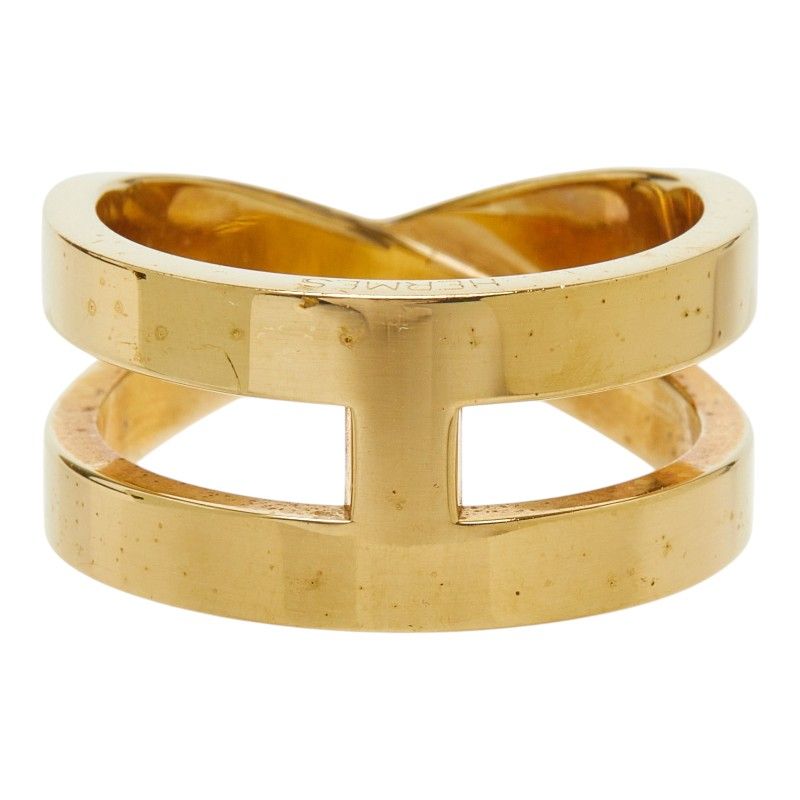 Hermes Ribbon Scarf Ring Gold Plated