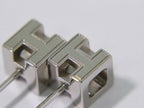 Hermes Cage D'h Cube Earrings Metal Silver Ivory — view 4