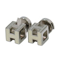 Hermes Cage D'h Cube Earrings Metal Silver Ivory
