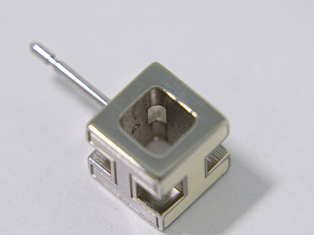 Hermes Cage D'h Cube Earrings Metal Silver Ivory — view 6
