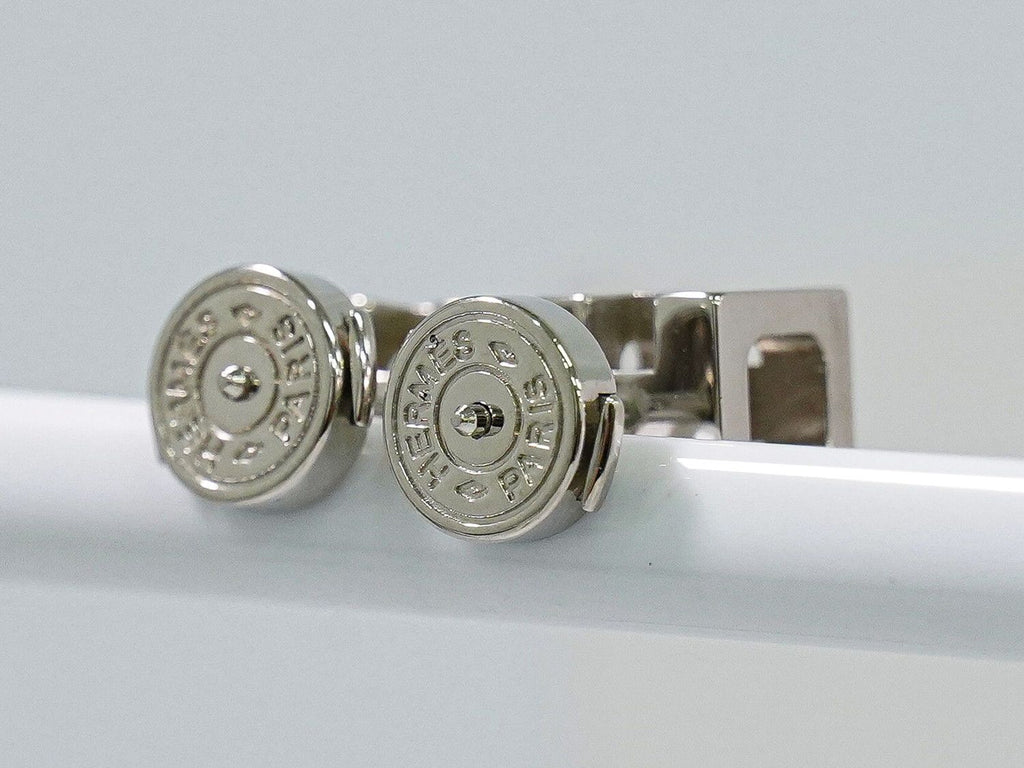 Hermes Cage D'h Cube Earrings Metal Silver Ivory — view 8