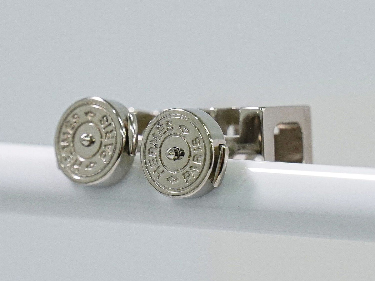 Hermes Cage D'h Cube Earrings Metal Silver Ivory — view 8