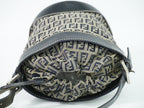 Fendi Zucchino Drawstring Shoulder Bag Canvas Leather Navy — view 5