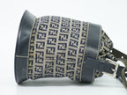 Fendi Zucchino Drawstring Shoulder Bag Canvas Leather Navy — view 4