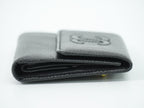 Chanel CC Logo Trifold Folded Wallet Compact Caviar Leather Black — view 4