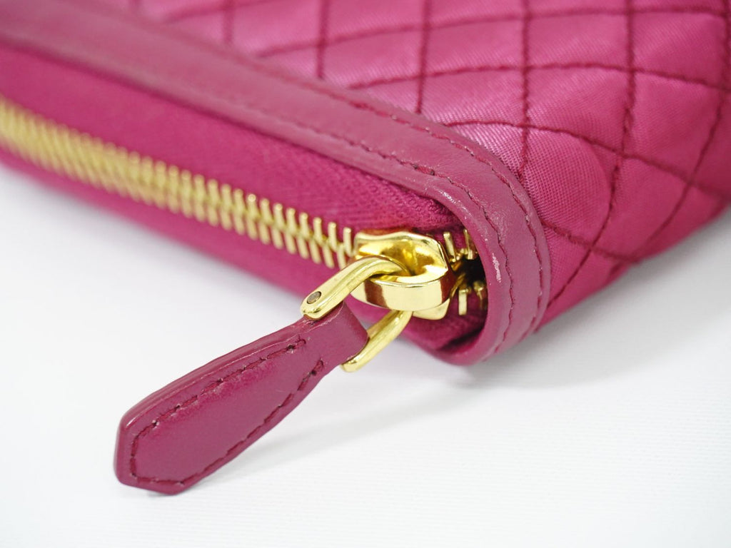 Prada Quilted Nylon Zip Around Wallet Pink — view 6