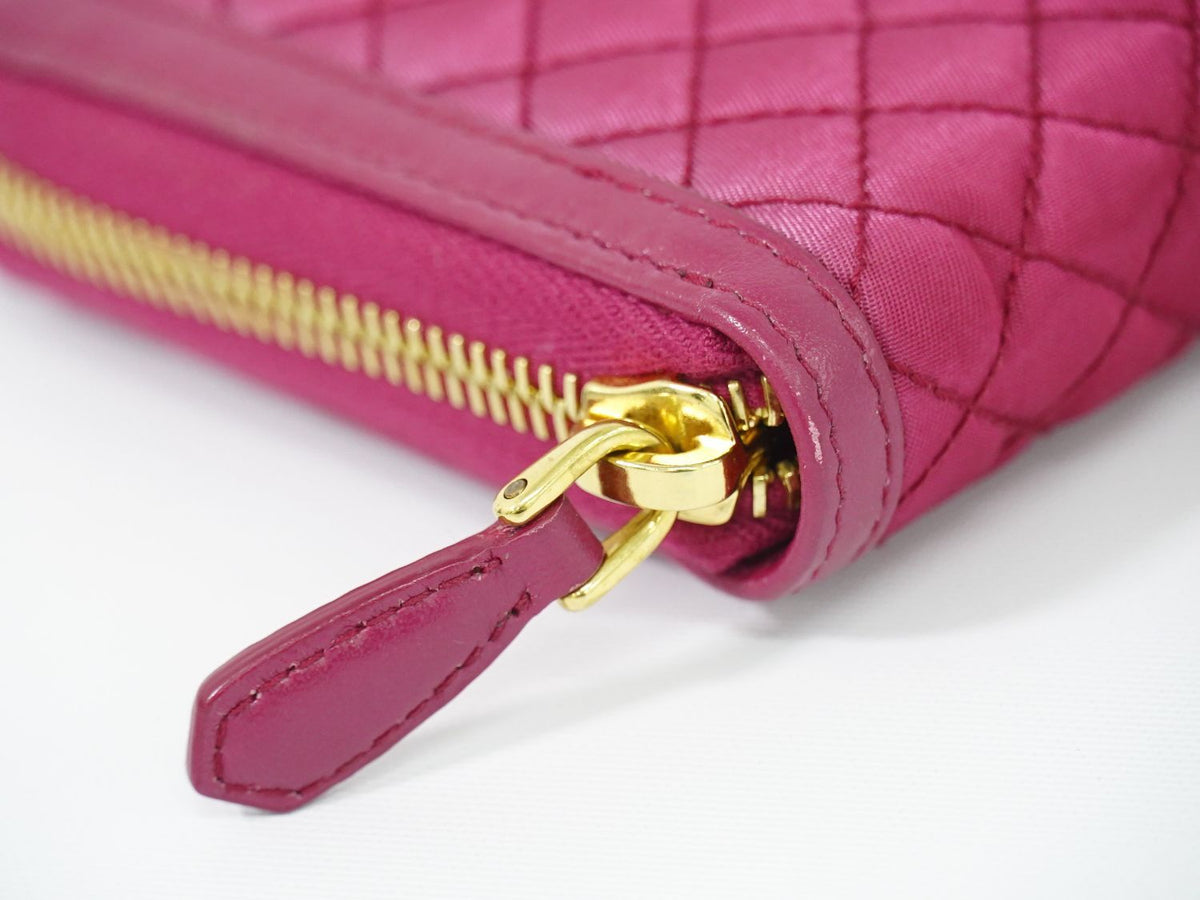 Prada Quilted Nylon Zip Around Wallet Pink — view 6