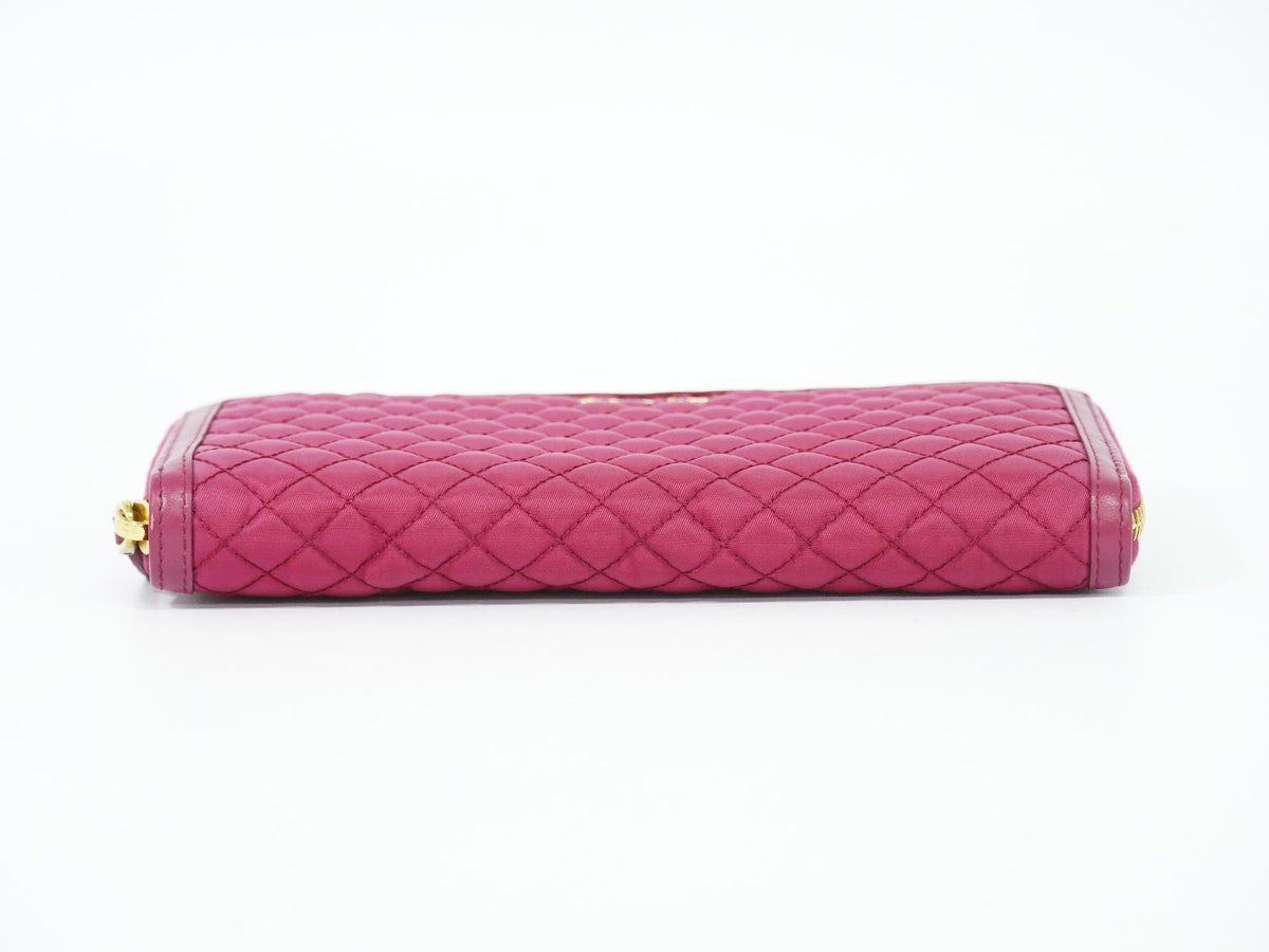 Prada Quilted Nylon Zip Around Wallet Pink — view 3