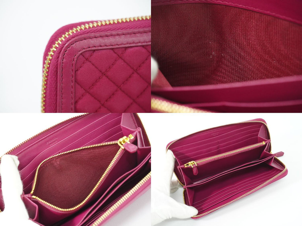 Prada Quilted Nylon Zip Around Wallet Pink — view 8