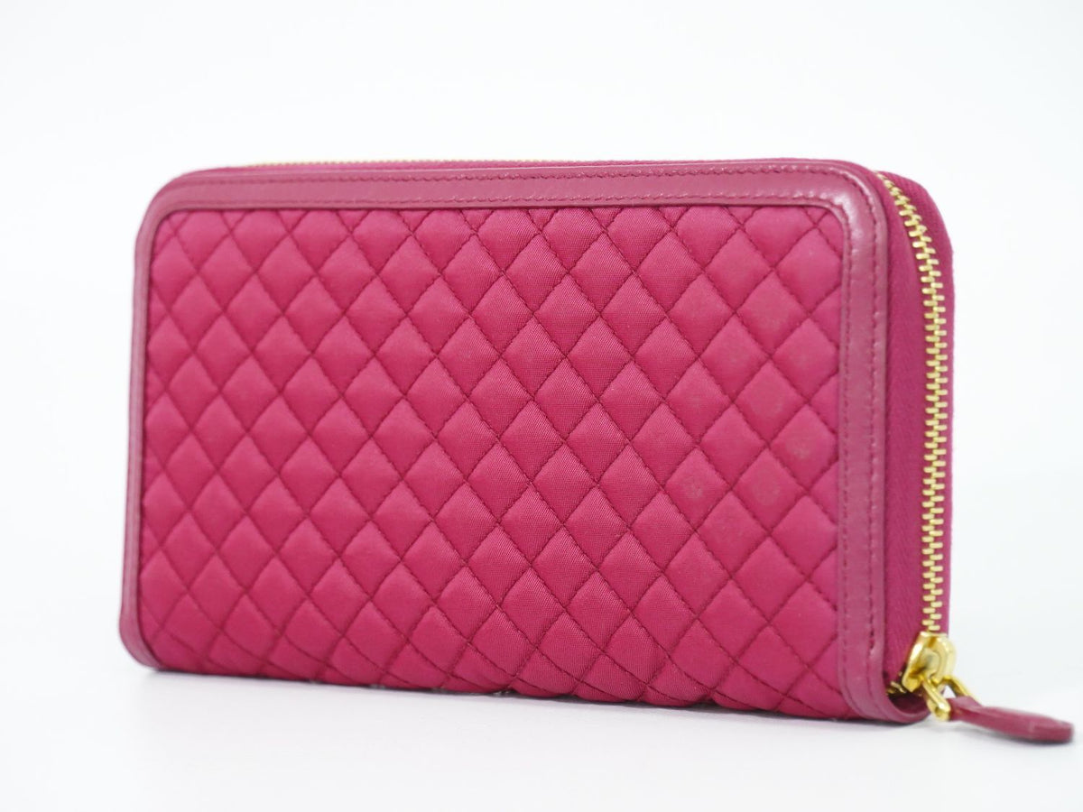 Prada Quilted Nylon Zip Around Wallet Pink — view 2