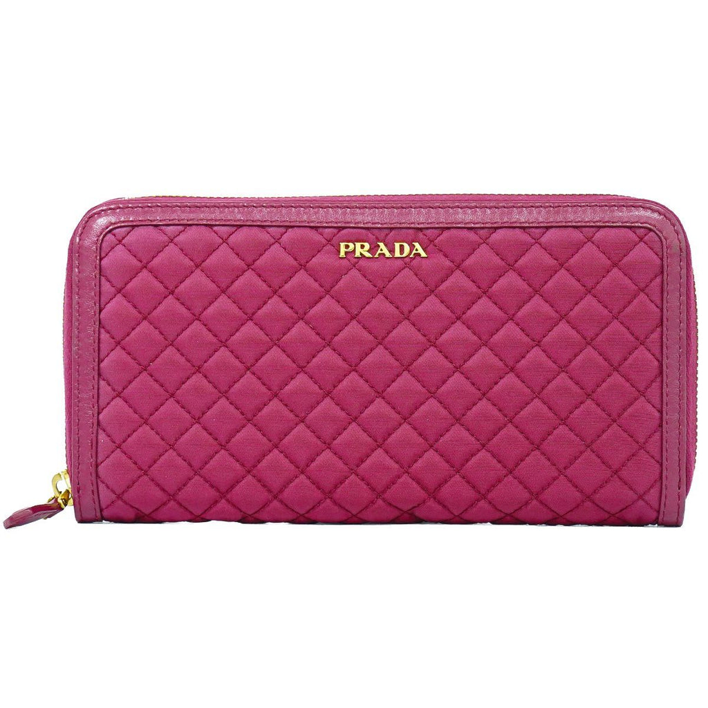 Prada Quilted Nylon Zip Around Wallet Pink