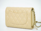 Chanel CC Logo Quilted Chain Wallet on Pochette Lambskin Leather Beige Shoulder — view 2