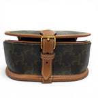 Celine Medium Folco Triomphe Canvas Shoulder Bag Tan Brown — view 4