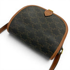 Celine Medium Folco Triomphe Canvas Shoulder Bag Tan Brown — view 6