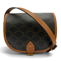Celine Medium Folco Triomphe Canvas Shoulder Bag Tan Brown