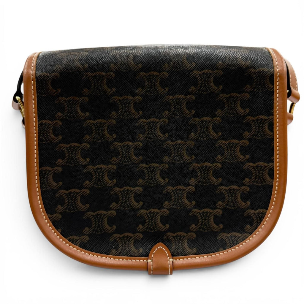 Celine Medium Folco Triomphe Canvas Shoulder Bag Tan Brown — view 3