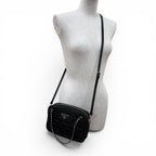 Prada Tessuto Impuntu Triangle Logo Leather Usage 2-Way Shoulder Bag Black — view 8