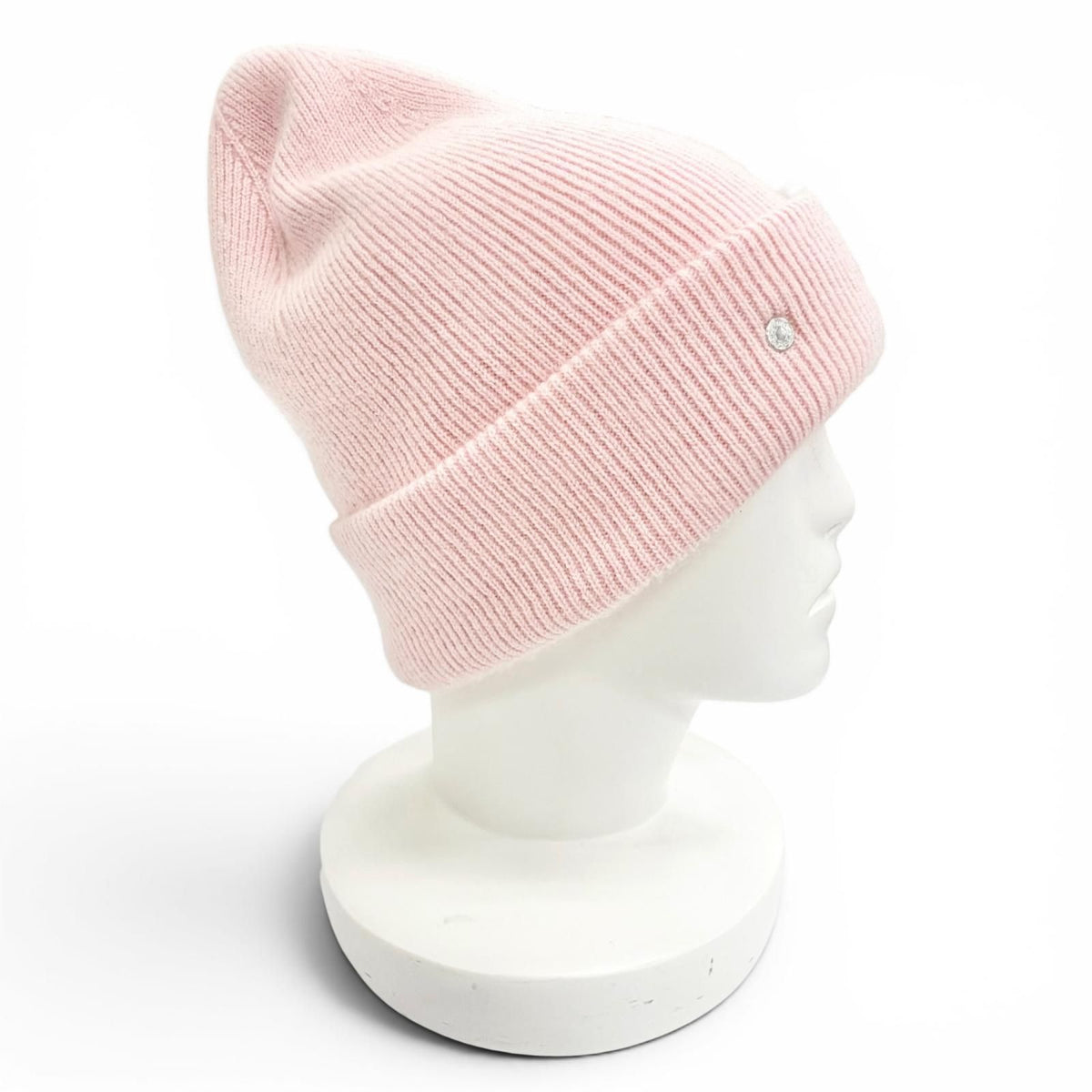 Hermes Beanie Lisa Slalom Wool Cashmere Rose Sakura Sellier Buttons Knit Cap Hat — view 4