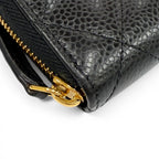 Chanel Quilted Caviar Leather Timeless Classic Long Zip Wallet Black Gold — view 6