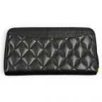 Chanel Quilted Caviar Leather Timeless Classic Long Zip Wallet Black Gold — view 3