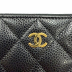 Chanel Quilted Caviar Leather Timeless Classic Long Zip Wallet Black Gold — view 7