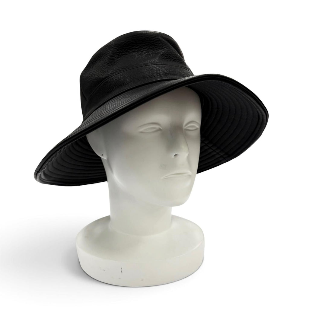 Hermes Deerskin Bucket Hat Leather Hat Black 56