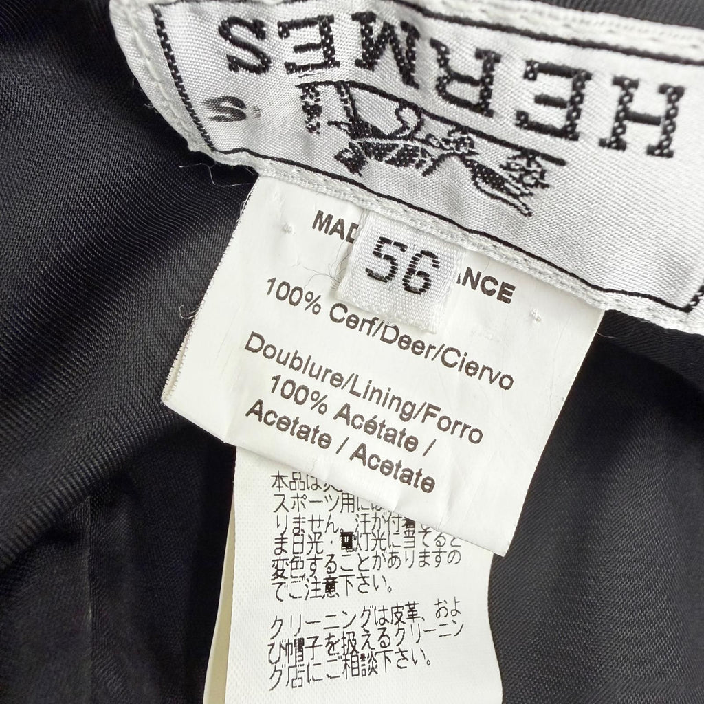 Hermes Deerskin Bucket Hat Leather Hat Black 56 — view 7