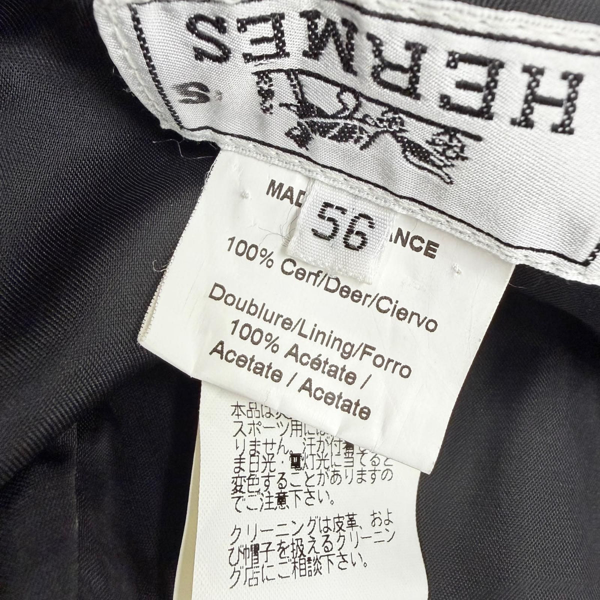 Hermes Deerskin Bucket Hat Leather Hat Black 56 — view 7
