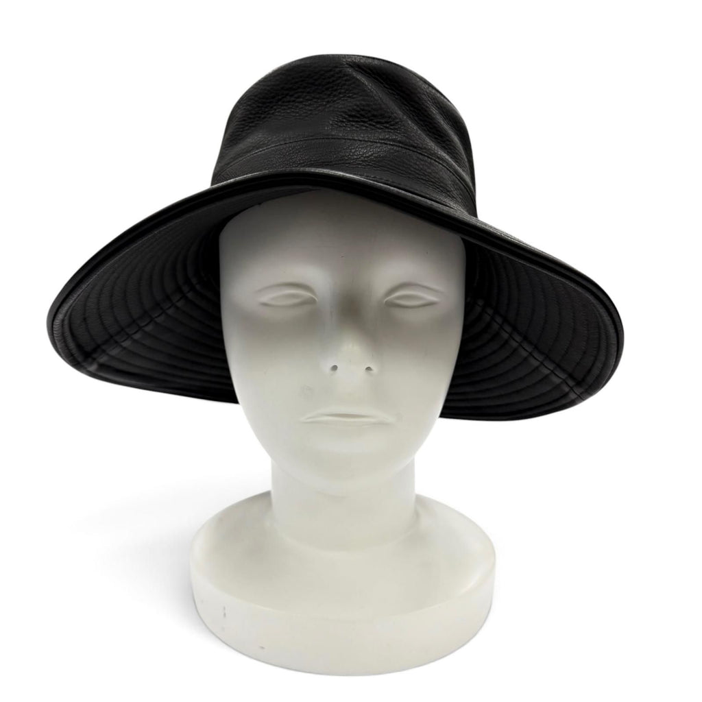 Hermes Deerskin Bucket Hat Leather Hat Black 56 — view 2