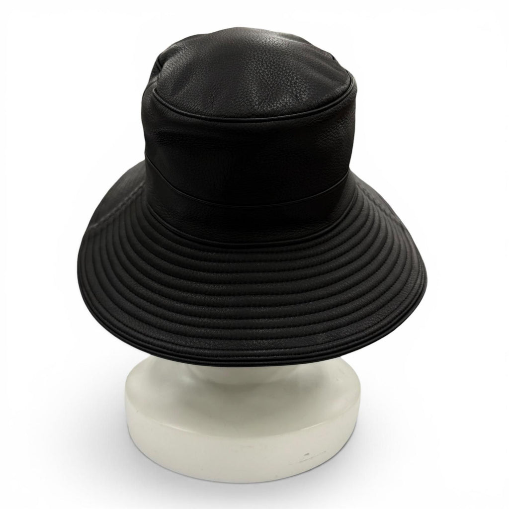 Hermes Deerskin Bucket Hat Leather Hat Black 56 — view 4