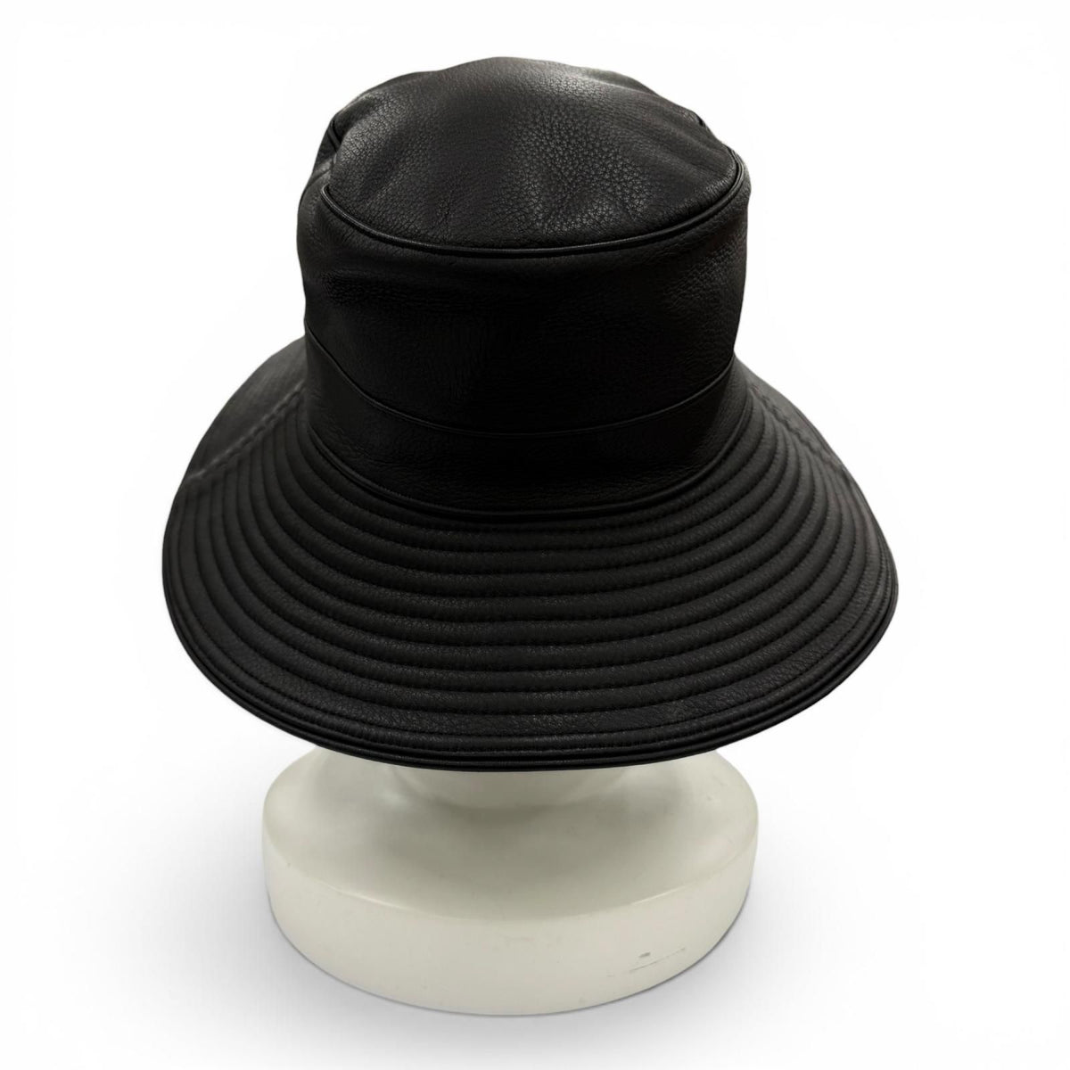 Hermes Deerskin Bucket Hat Leather Hat Black 56 — view 4