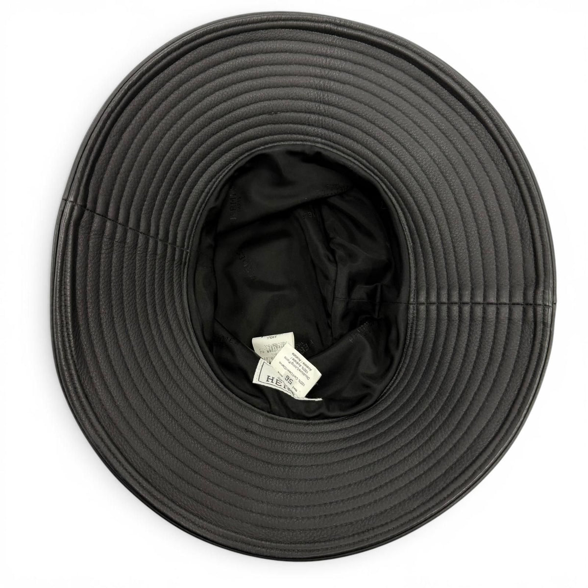 Hermes Deerskin Bucket Hat Leather Hat Black 56 — view 5