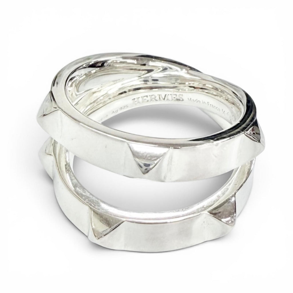 Hermes Clou de H Double Ring Silver