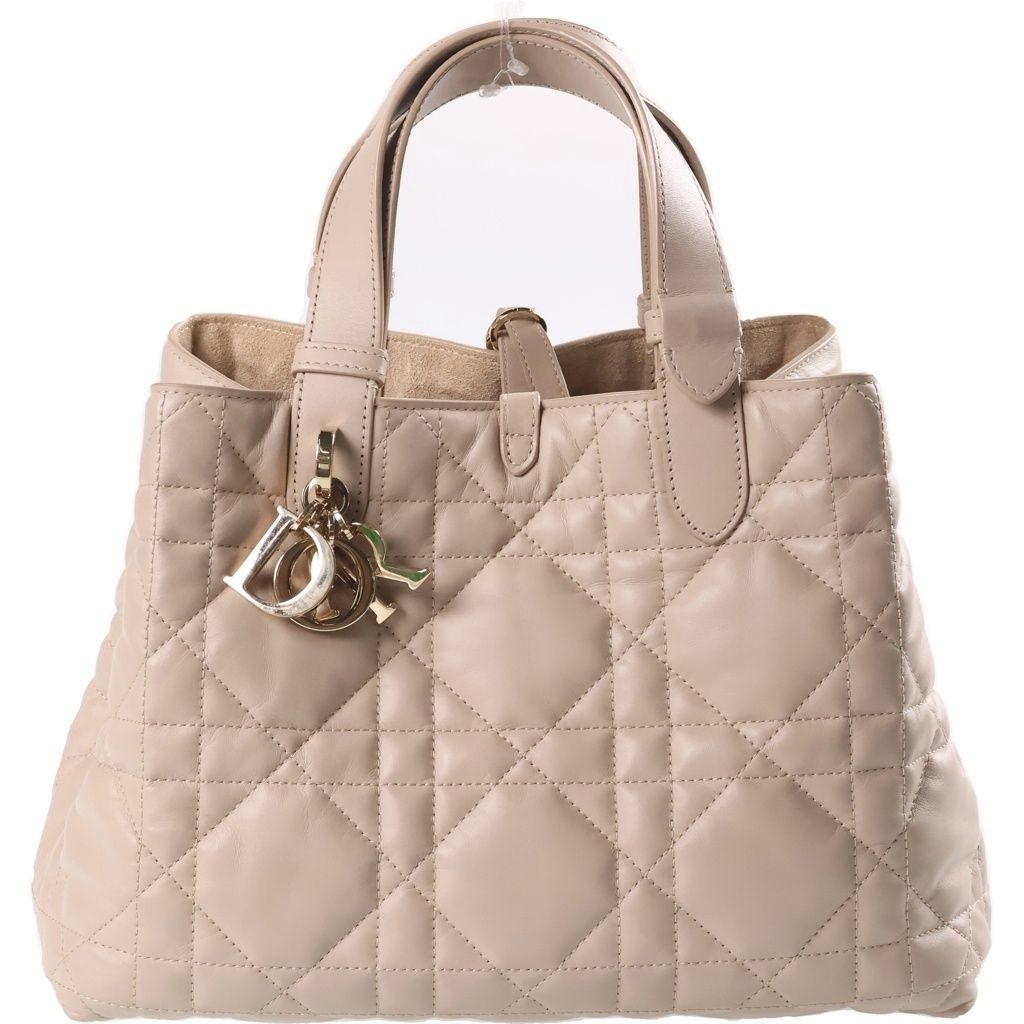 Dior Toujours Macro Cannage Handbag Calfskin Beige