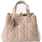 Dior Toujours Macro Cannage Handbag Calfskin Beige