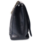 Chanel CC Logo Chain Handbag Quilted Silver Lambskin Black — view 3