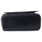 Chanel CC Logo Chain Handbag Quilted Silver Lambskin Black — view 4