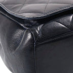 Chanel CC Logo Chain Handbag Quilted Silver Lambskin Black — view 5