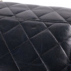 Chanel CC Logo Chain Handbag Quilted Silver Lambskin Black — view 6