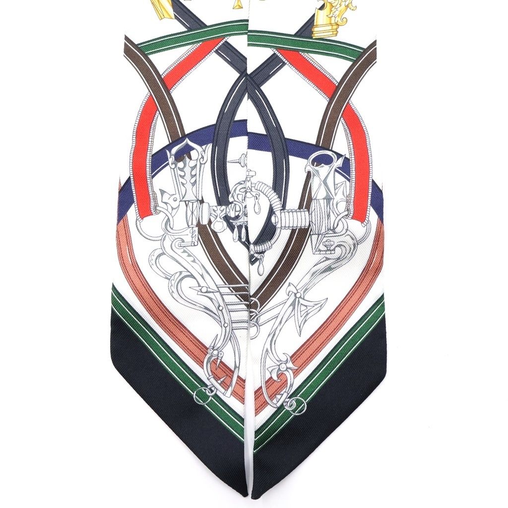 Hermes Twilly Silk Scarf Legendary Harness White — view 3