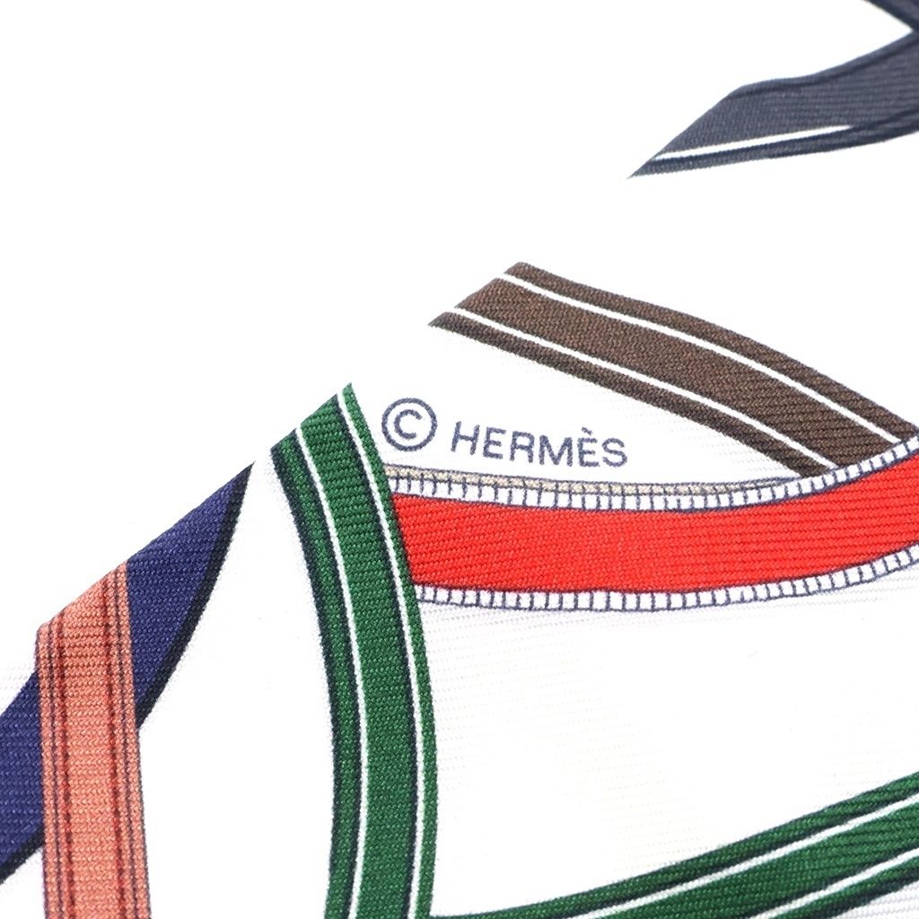 Hermes Twilly Silk Scarf Legendary Harness White — view 4