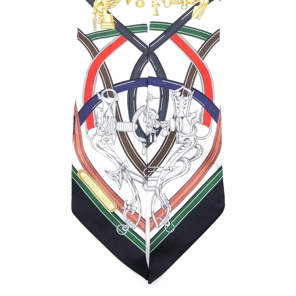 Hermes Twilly Silk Scarf Legendary Harness White — view 2