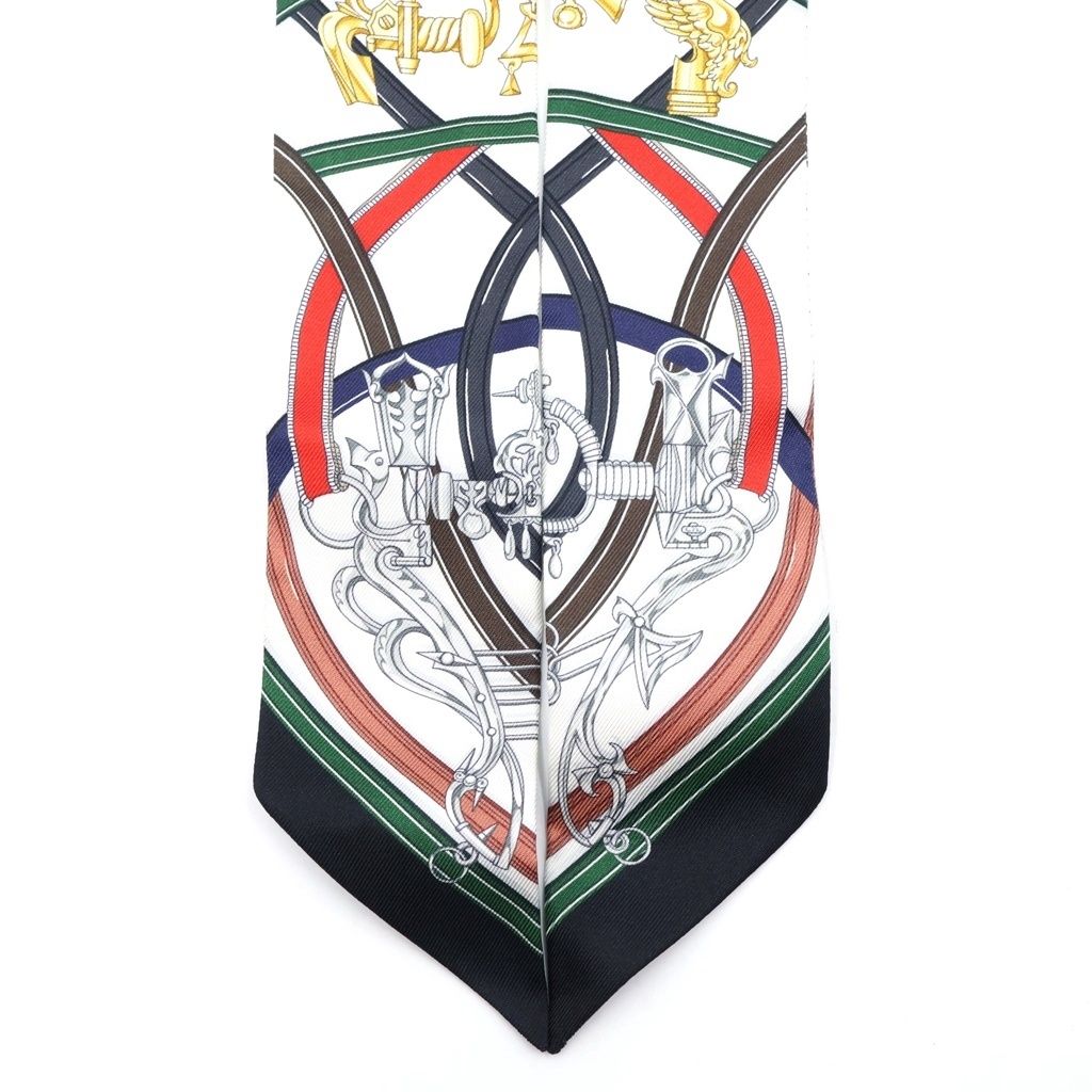Hermes Twilly Silk Scarf Legendary Harness White Multicolor — view 3