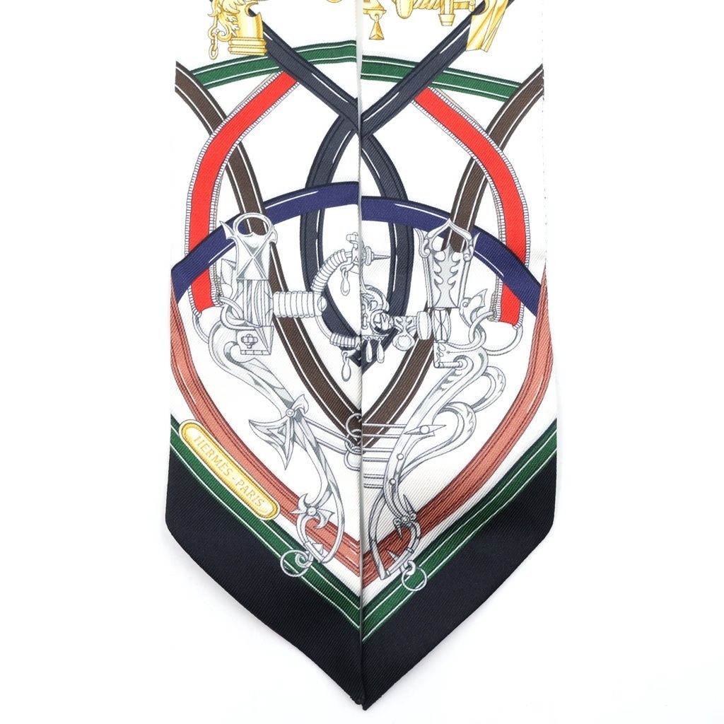 Hermes Twilly Silk Scarf Legendary Harness White Multicolor — view 2