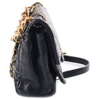 Chanel Quilted Chain Shoulder Bag Black Gold Lambskin — view 3